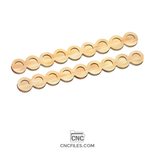 An image of a CNC file showing a Pearl Tea Light Candle Board design with elegant curves and recessed slots for holding tea light candles.