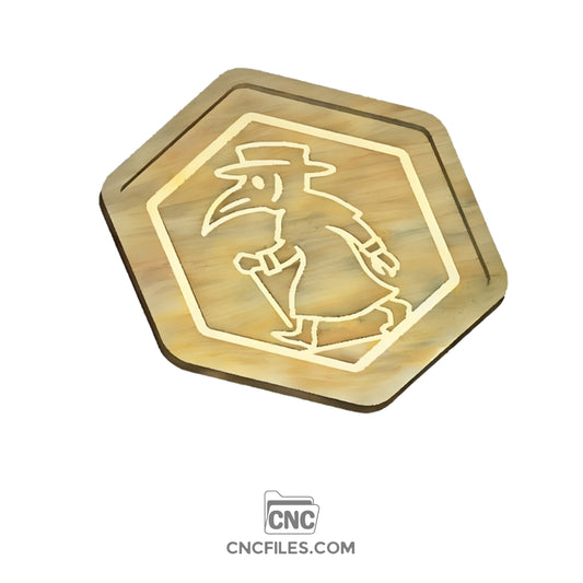 An image of a CNC file showing a Plague Doctor Walking Tray design with detailed outlines for carving or engraving.