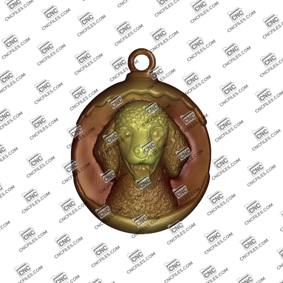 An image of a 3D render of the CNC file showing the lifelike shape and texture of the poodle, ready for carving or display.