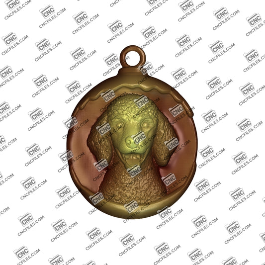 An image of a 3D render of the CNC file showing the lifelike shape and texture of the poodle, ready for carving or display.