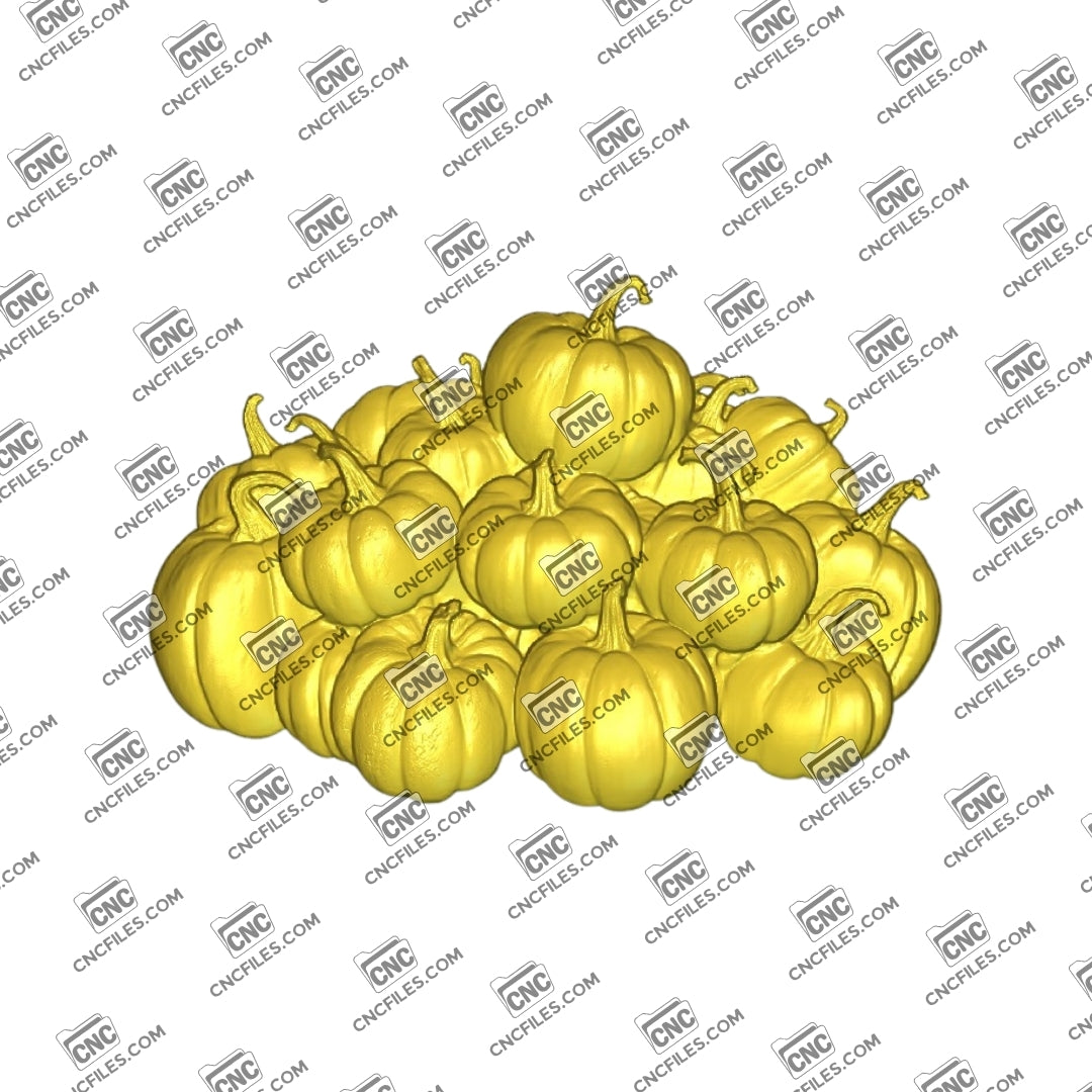 An image of a 3D CNC file showing a Pumpkin Bunch, perfect for carving, decoration, or crafting projects.
