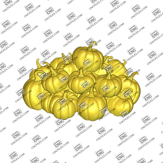 An image of a 3D CNC file showing a Pumpkin Bunch, perfect for carving, decoration, or crafting projects.