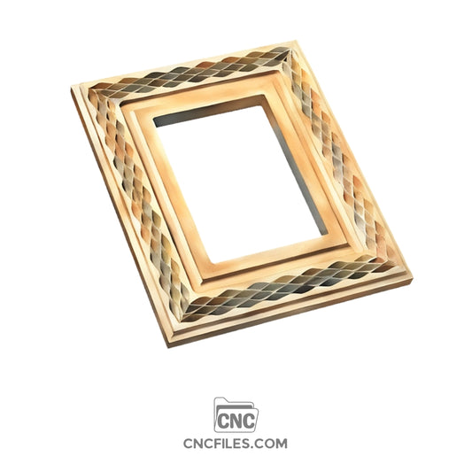 An image of a CNC file showing a ruffle patterned picture frame with decorative edges.