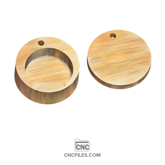 An image of a CNC file showing a rustic circular salt cellar with a smooth round design and storage space for salt.