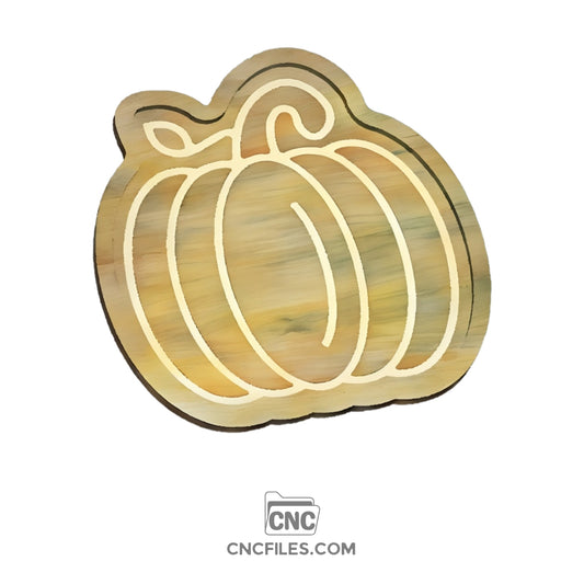An image of a CNC file showing a rustic pumpkin shaped fall tray design, 