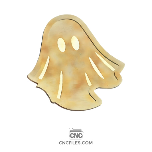 An image of a CNC file showing a Sheet Ghost Halloween Tray with a fun ghost design.