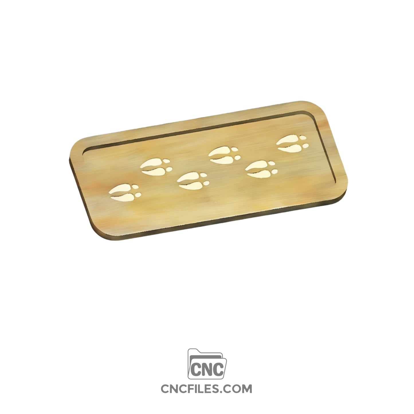 An image of a CNC file showing a Simple Deer Tracks Tray design with clean and rustic deer footprint details.