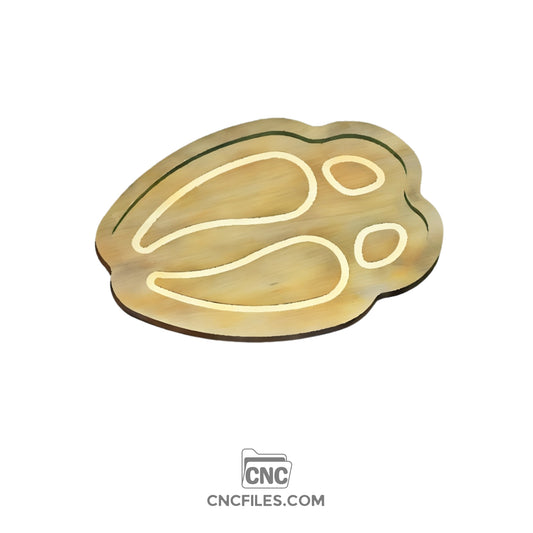 An image of a CNC file showing a Single Deer Track Tray design, perfect for nature lovers and rustic decor.