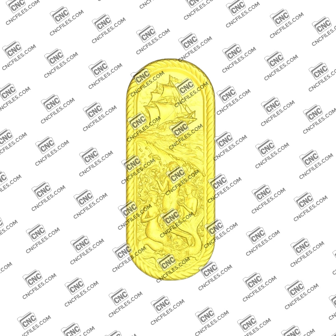 An image of a 3D CNC file showing Siren Ship 1, a detailed carving design featuring a mythical siren on a classic ship.