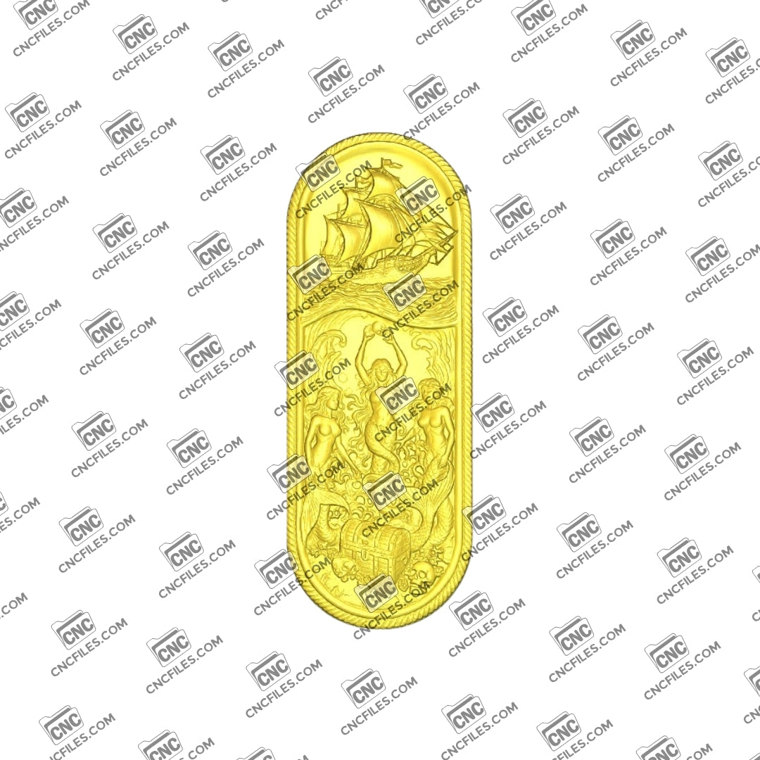 An image of a 3D CNC file showing Siren Ship 2, a detailed carving design featuring a mythical siren on a classic ship.