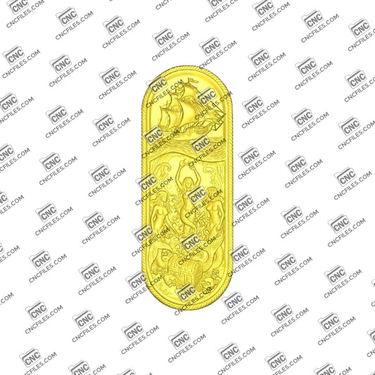 An image of a 3D CNC file showing Siren Ship 2, a detailed carving design featuring a mythical siren on a classic ship.