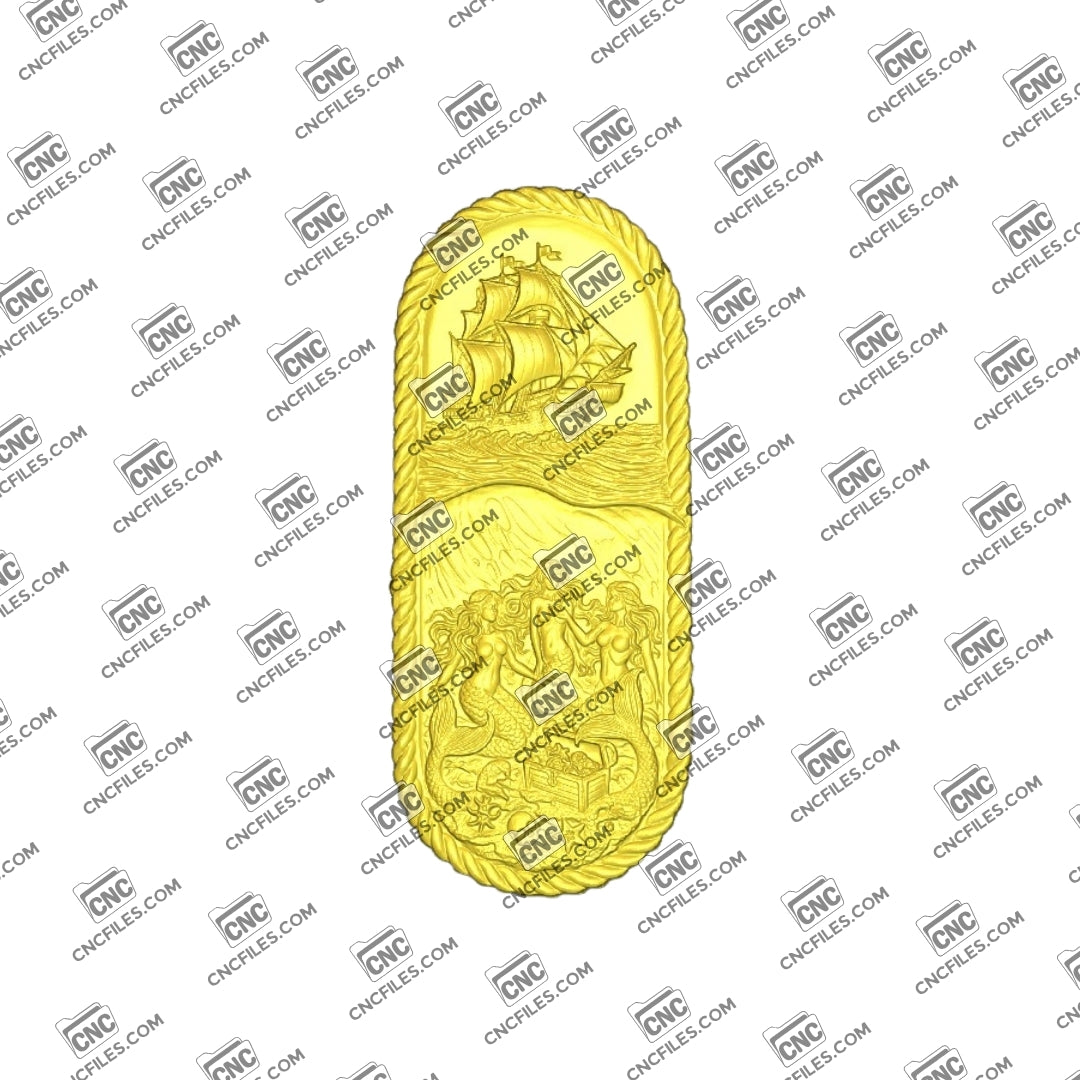 An image of a 3D CNC file showing Siren Ship 3, a detailed carving design featuring a mythical siren on a classic ship.