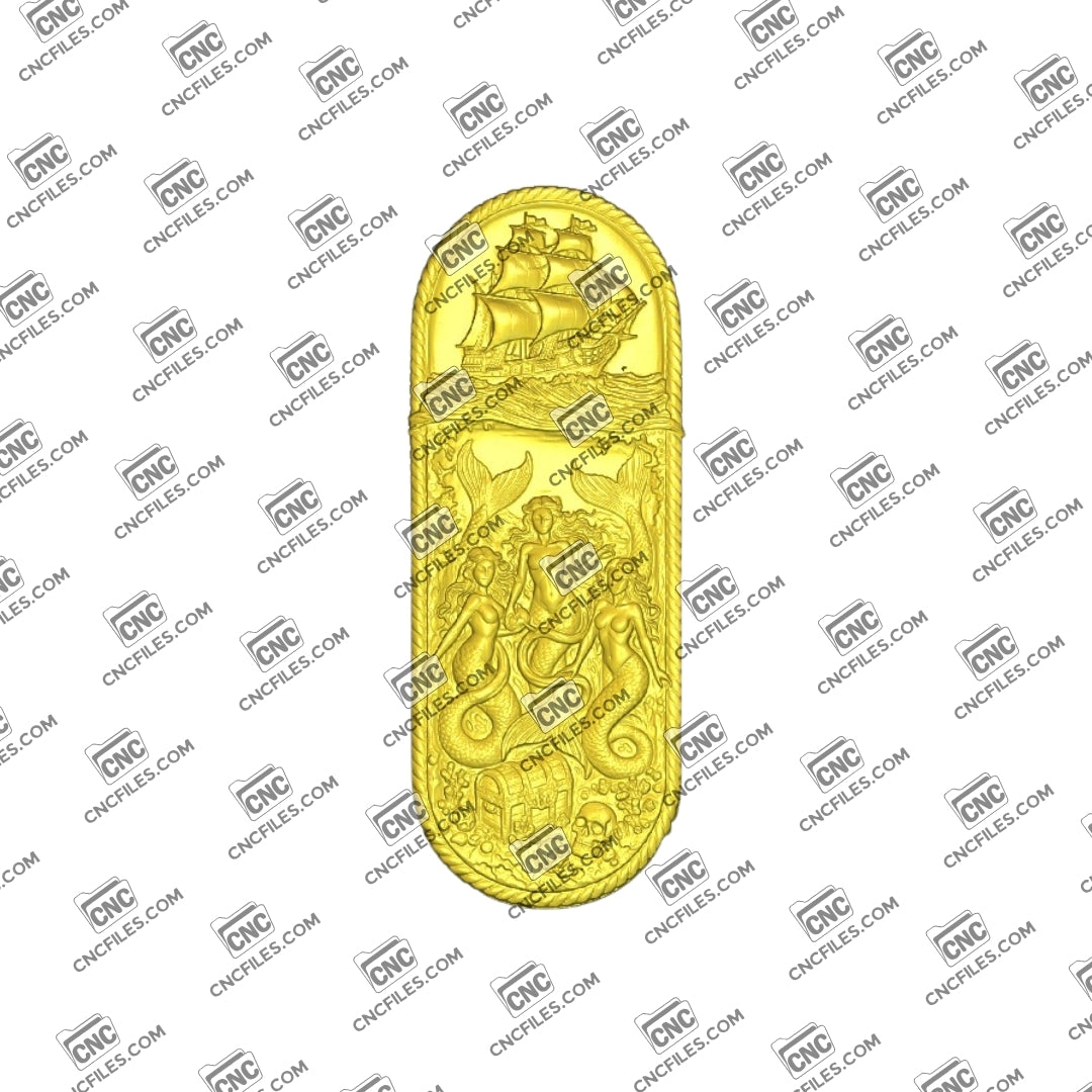 An image of a 3D CNC file showing Siren Ship 4, a detailed carving design featuring a mythical siren on a classic ship.