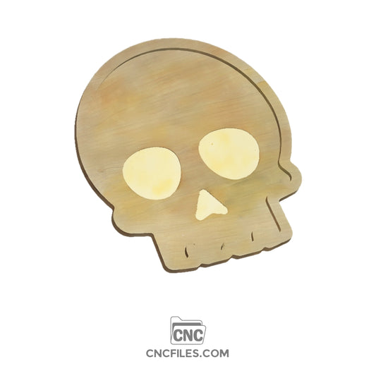 An image of a CNC file showing a Skull Halloween Tray design with a spooky skull face pattern.