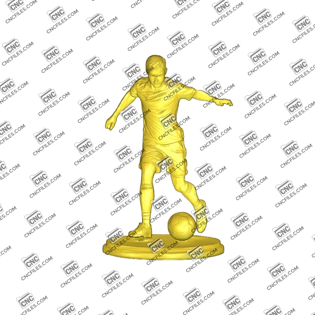 An image of a 3D CNC file showing a detailed “Soccer Player 1” design, perfect for carving dynamic sports-themed decor.
