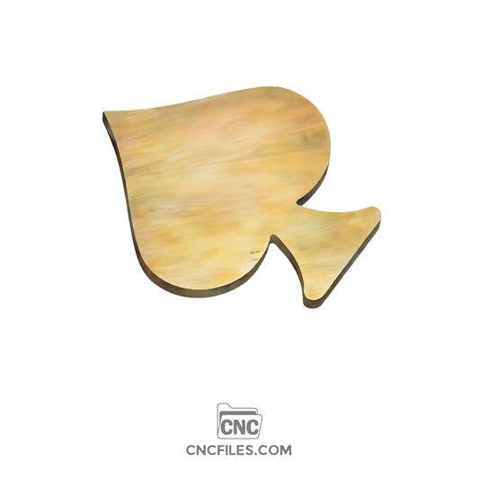 An image of a CNC file for a spade-shaped serving board featuring a smooth surface and a integrated handle hole for easy transport.