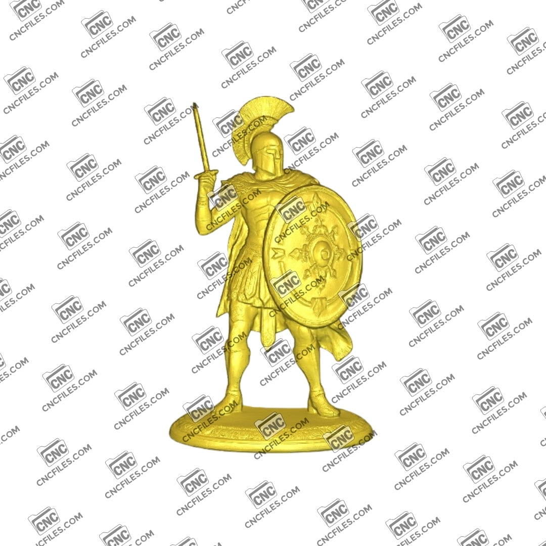 An image of 3D CNC file showing Spartan Fighter 1. 3D render of CNC file perfect for carving, decoration, or collectible projects.