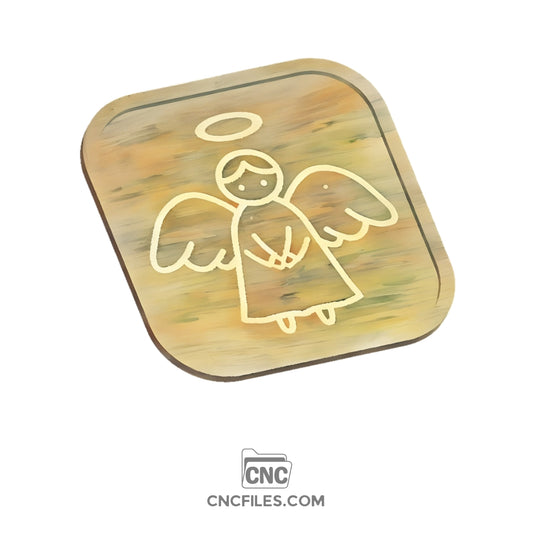 An image of a CNC file showing a square tray with a cute angel design.