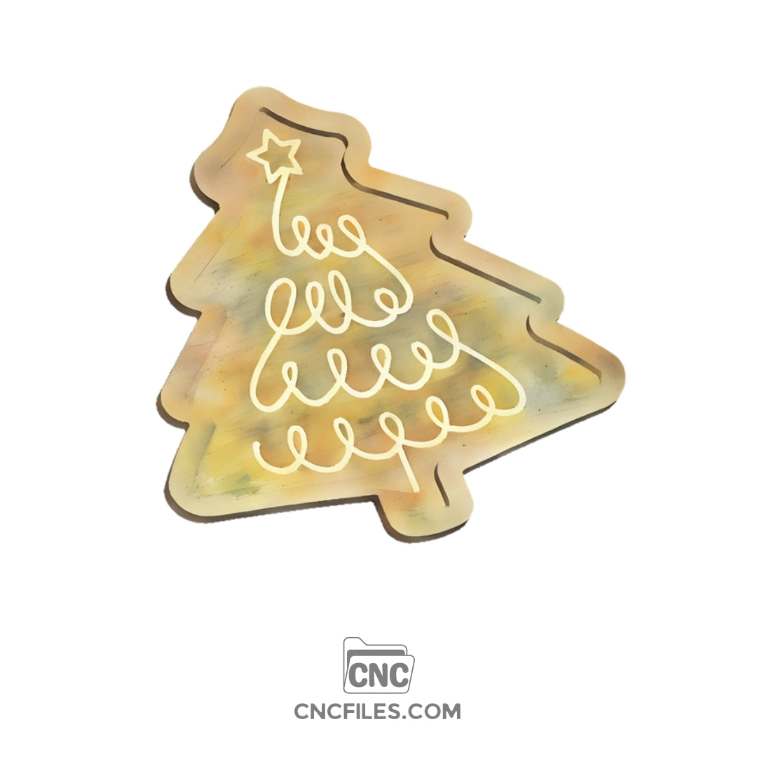 An image of a CNC file showing a squiggly Christmas tree tray design.