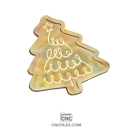 An image of a CNC file showing a squiggly Christmas tree tray design.