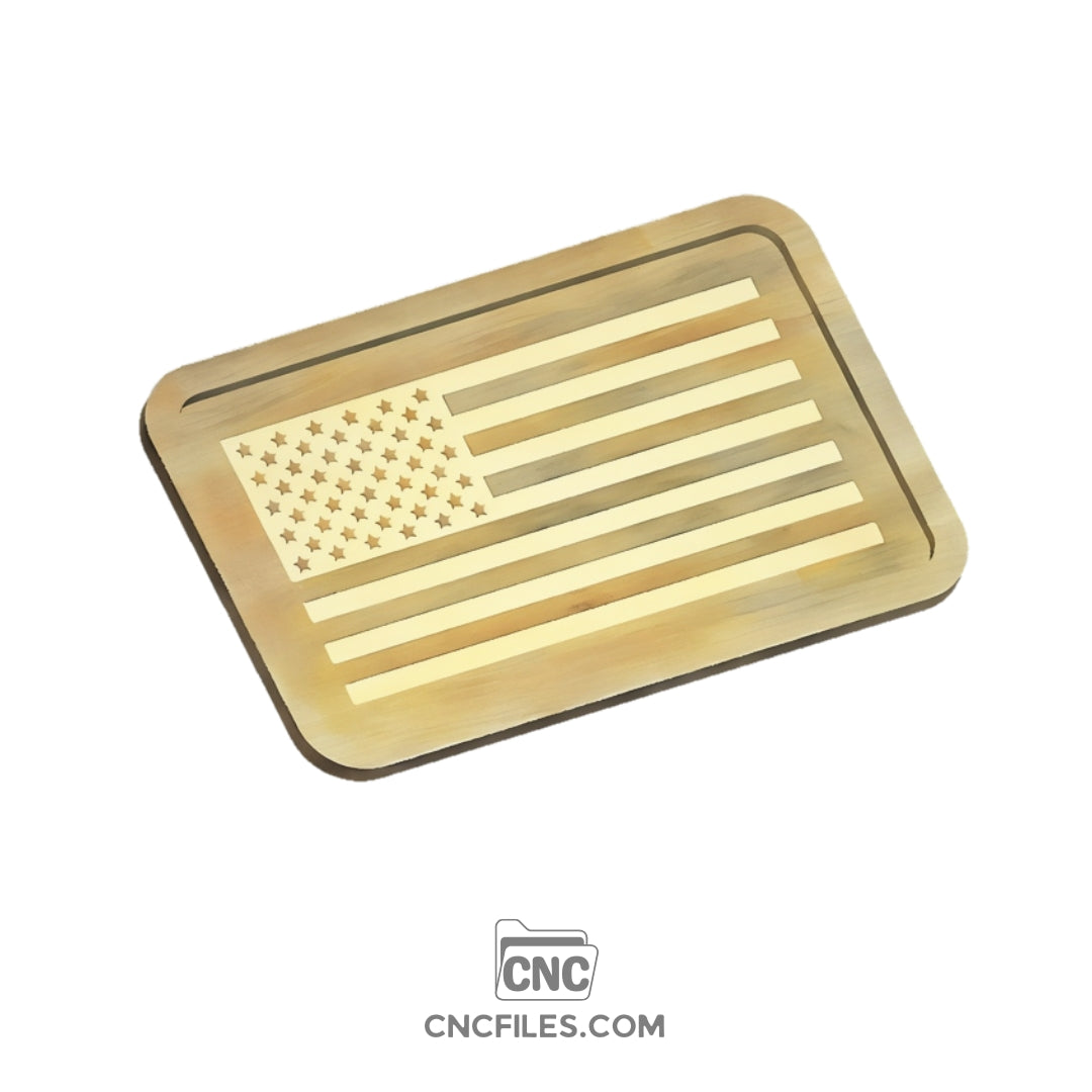 An image of a CNC file showing a Standard American Flag Couch Tray with a detailed flag design.