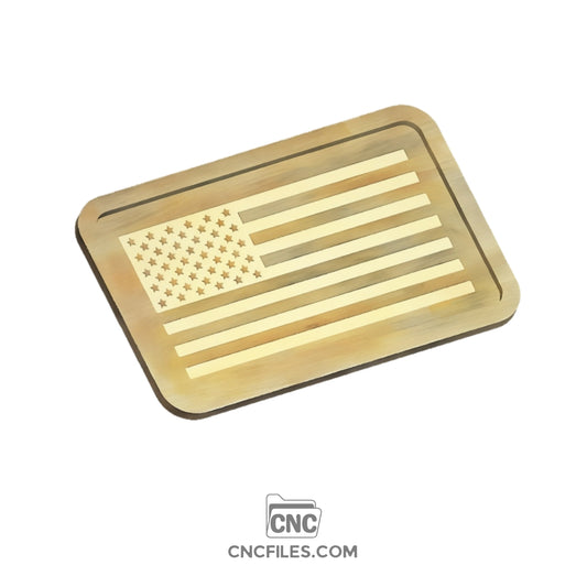 An image of a CNC file showing a Standard American Flag Couch Tray with a detailed flag design.