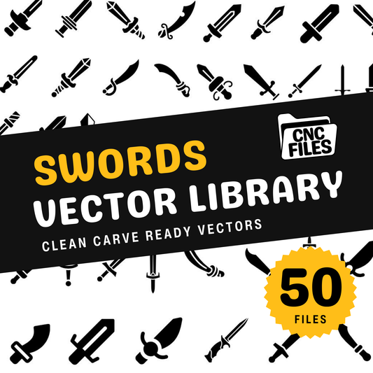 an image of the Sword CNC Vector Library cover containing lots of Sword themed line drawings