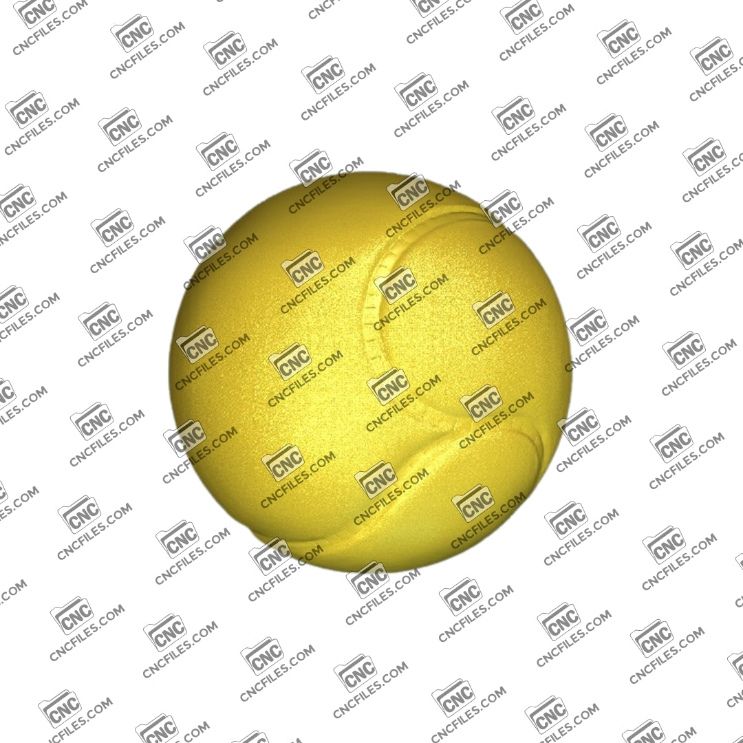 An Image of 3D CNC relief model of a tennis ball for CNC carving.