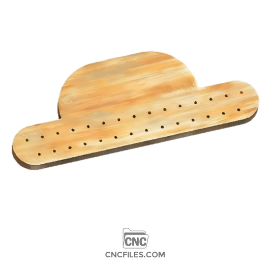 An image of a CNC file showing a customizable blank tie rack design, ready for woodworking or laser cutting.