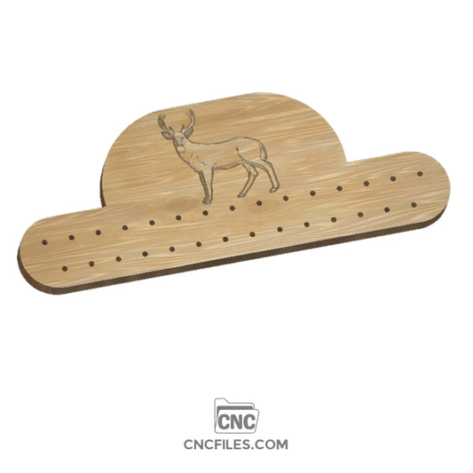 An image of a CNC file showing a deer-shaped tie rack design with detailed outlines for cutting.