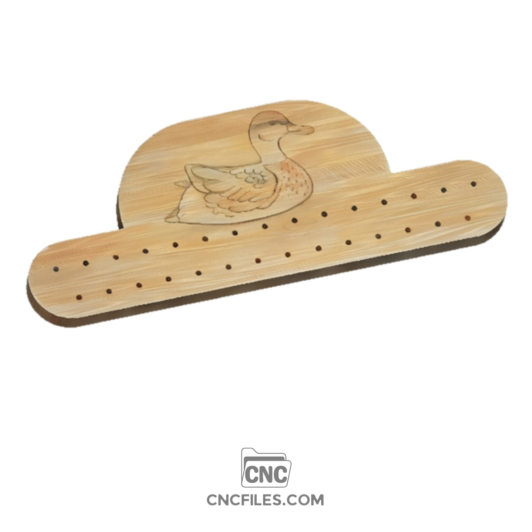 An image of a CNC file showing a Tie Rack Duck design, crafted for laser cutting or CNC woodworking projects.