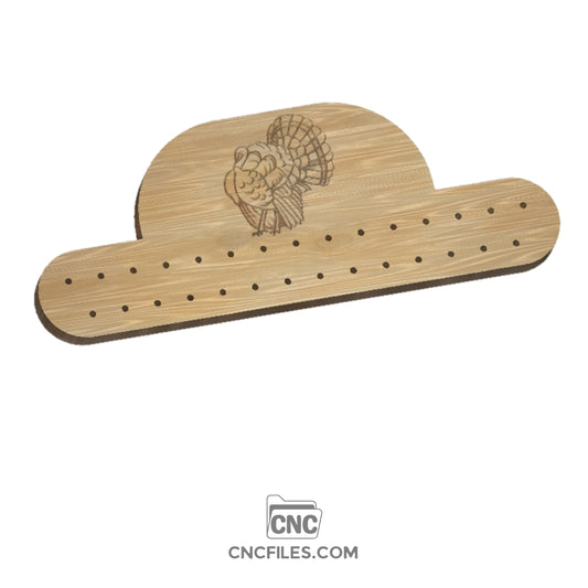 An image of a CNC file showing a Tie Rack shaped like a turkey.