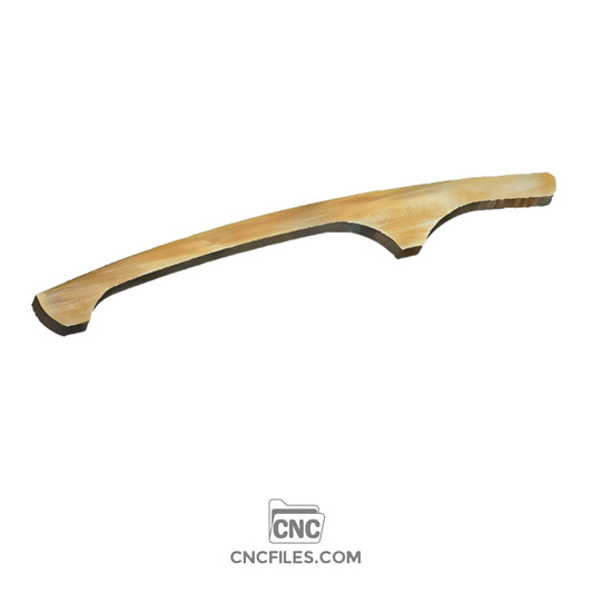 An image of a CNC file showing a Traditional Bread Bow Knife design with a curved handle and blade slot.