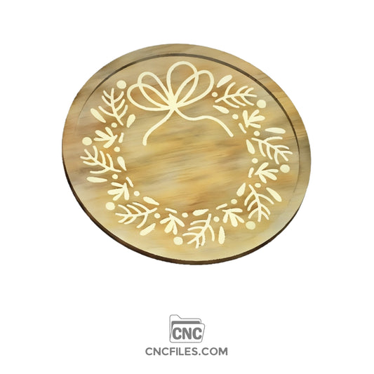 An image of a CNC file showing a circular wreath tray pattern for holiday decor.