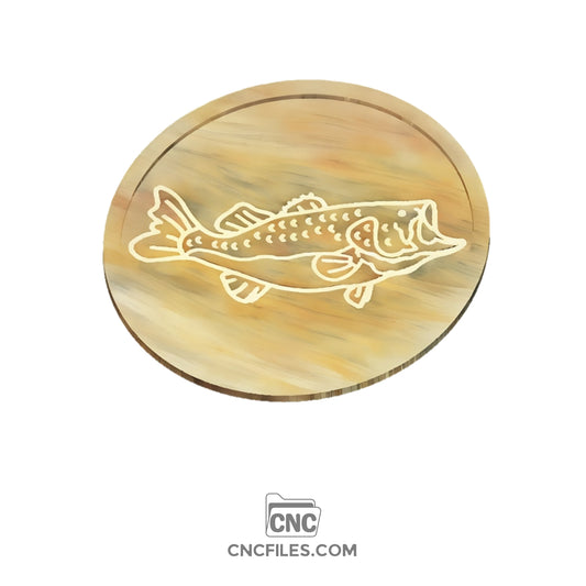 An image of a CNC file showing a detailed Traditional Largemouth Bass Tray design, perfect for fishing enthusiasts and nature lovers.
