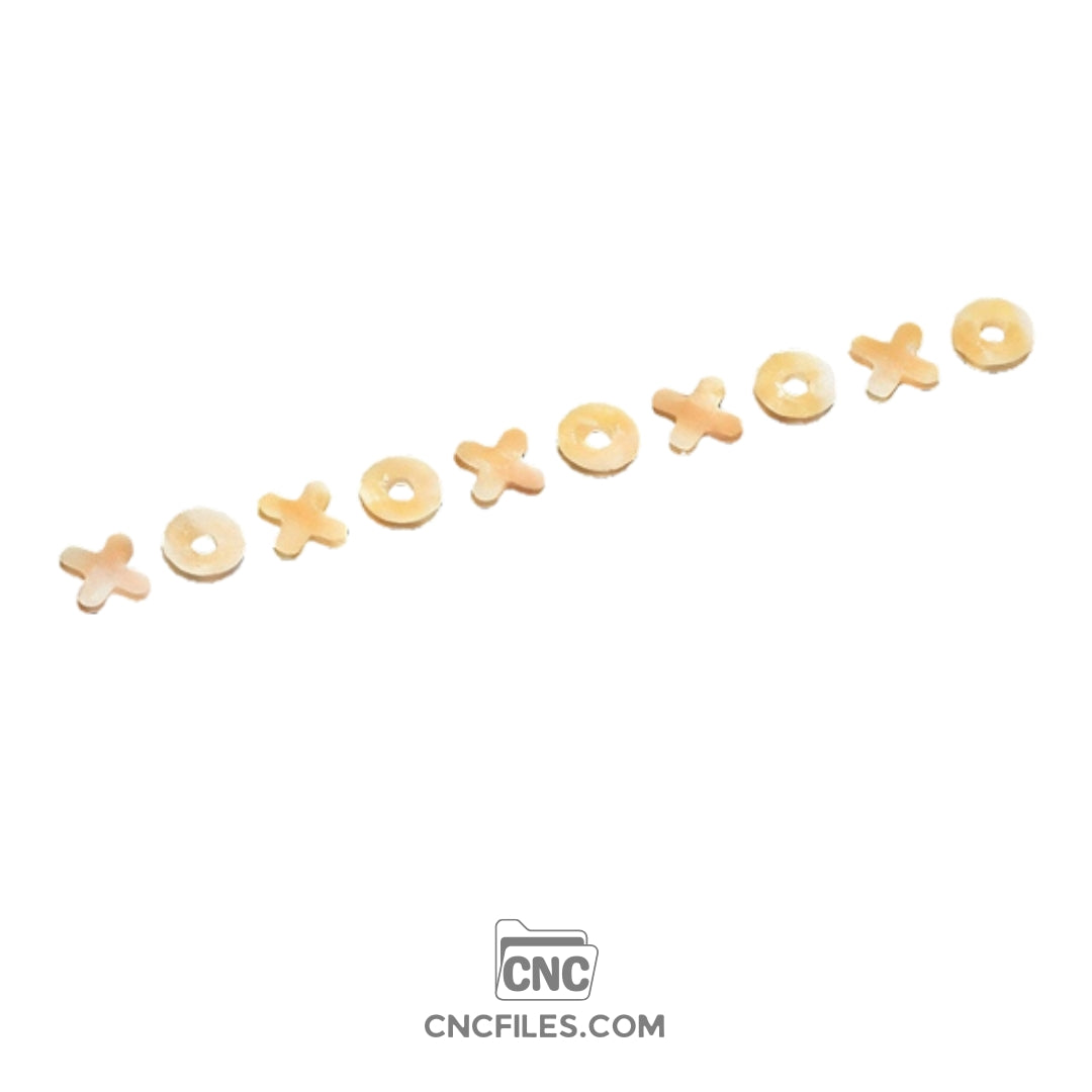 A CNC file Showing the 5 X's and O's for a tic tac toe game