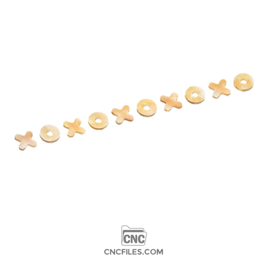 A CNC file Showing the 5 X's and O's for a tic tac toe game