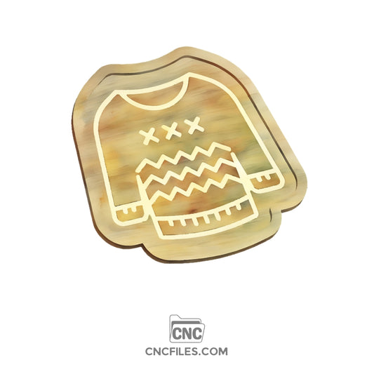 An image of a CNC file showing an Ugly Christmas Sweater Tray design perfect for holiday décor.