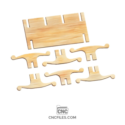 A CNC file showing all 7 parts of the Victorian Jewellery Stand 