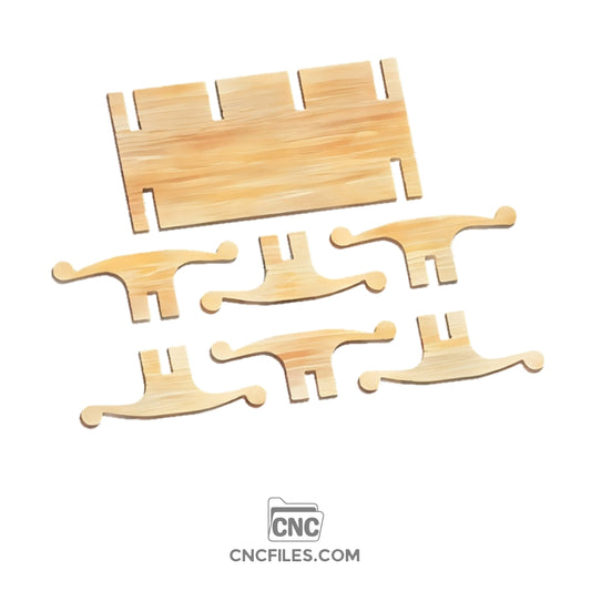A CNC file showing all 7 parts of the Victorian Jewellery Stand 