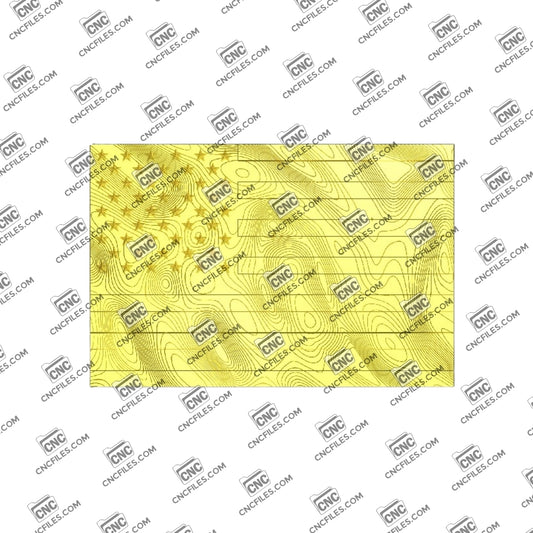An image of a 3D CNC file showing a Wavy Topo American Flag, featuring smooth layered contours and a flowing flag design. Perfect for woodworking, wall art, or patriotic décor projects.