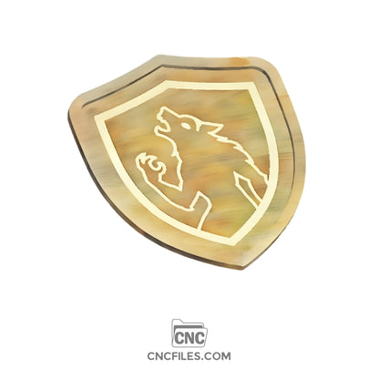 An image of a CNC file showing a Werewolf Shield Halloween Tray design with detailed engraving patterns.