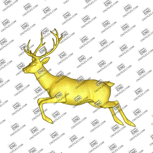 This CNC 3D file features a jumping whitetail deer in clean 3D detail, perfect for carving wall art, signs, or woodworking projects.