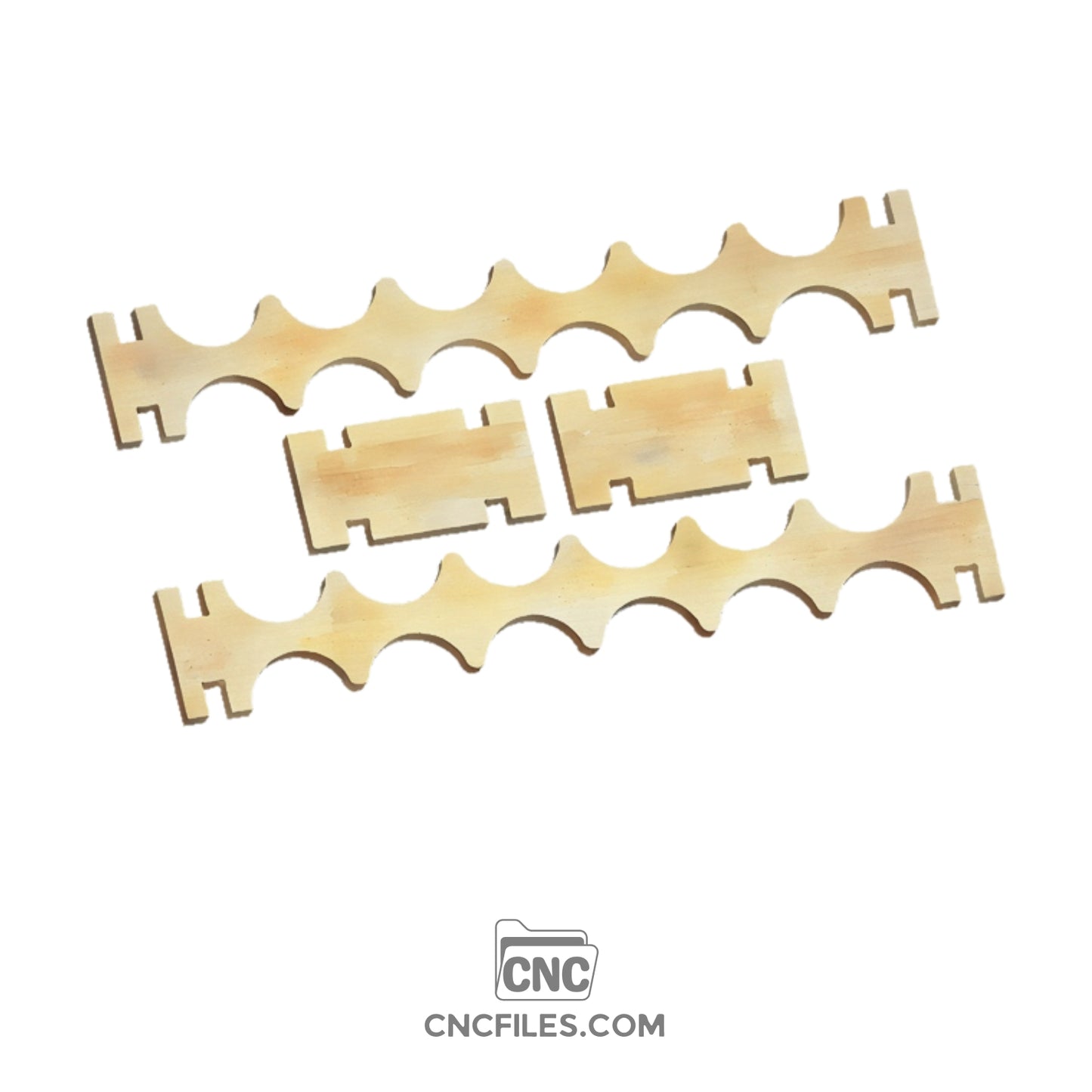 An image of a CNC file showing a stylish and compact Wine Bottle Slot Rack designed for easy assembly and modern display.