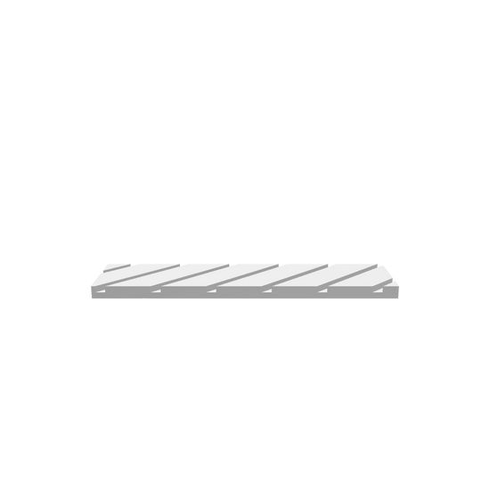 GLB file of Rectangular wooden flat cutting board stand with angled 0.5" grooves, designed for securely holding and displaying boards.