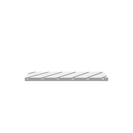 GLB file of Rectangular wooden flat cutting board stand with angled 0.5" grooves, designed for securely holding and displaying boards.