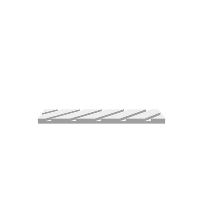 GLB file of Rectangular wooden flat cutting board stand with angled .75" grooves, designed for securely holding and displaying boards.