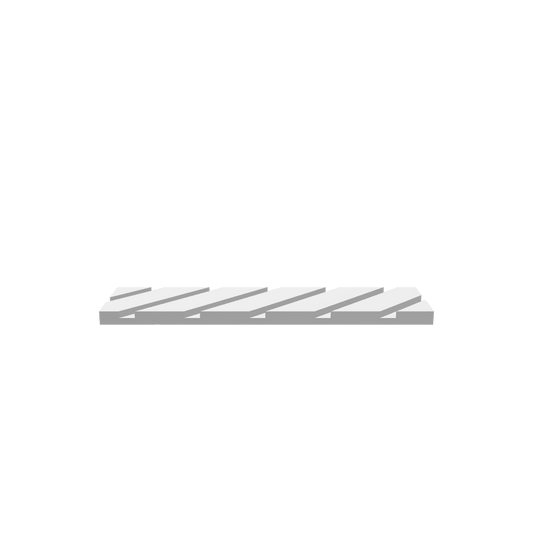 GLB file of Rectangular wooden flat cutting board stand with angled .75" grooves, designed for securely holding and displaying boards.