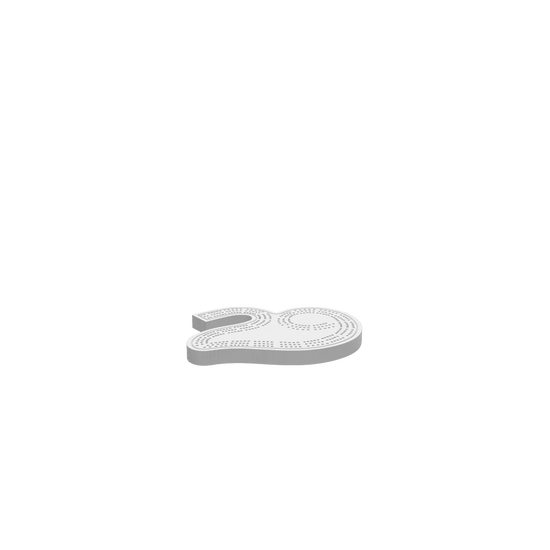 A 3D render of a CNC file showing a 3 Person 29 Cribbage Board with a sleek layout, numbered scoring tracks, and three player sections.