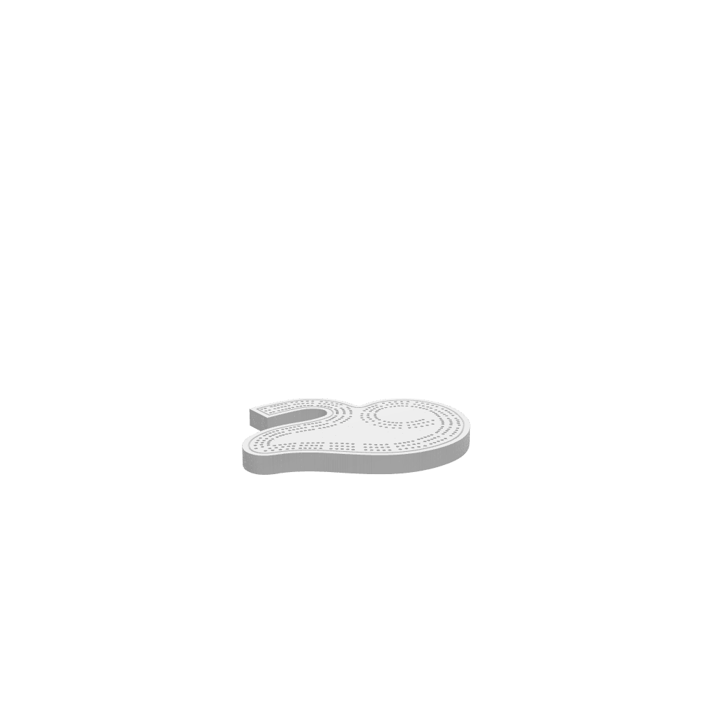 A 3D render of a CNC file showing a 3 Person 29 Cribbage Board with a sleek layout, numbered scoring tracks, and three player sections.
